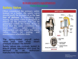 Often considered the primary safety
feature on a boiler, the safety valve
should really be thought of as the last
line of ...