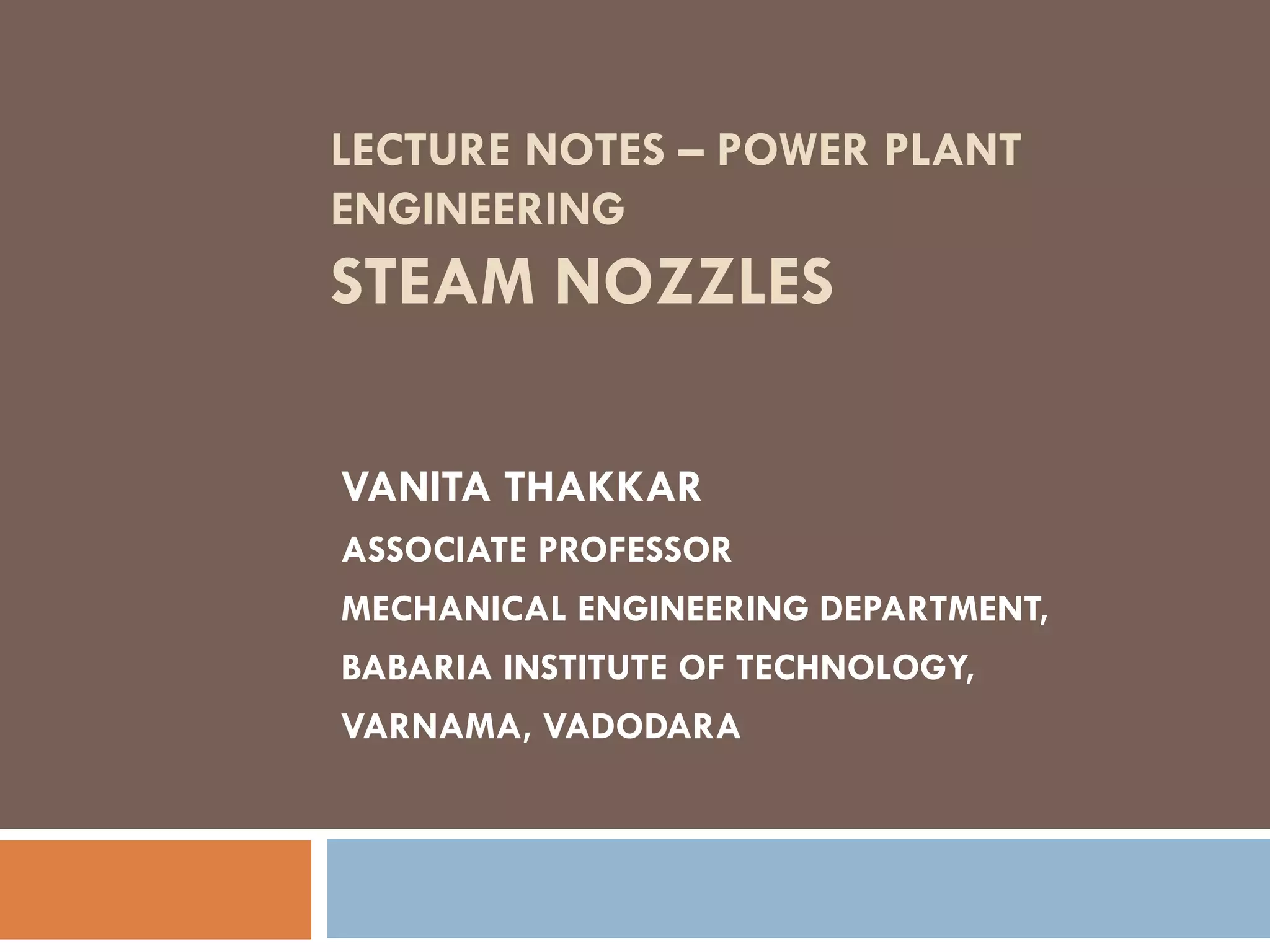 STEAM NOZZLES PPT