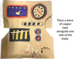 Place a piece
of copper
tape
alongside one
side of the
leads.
 