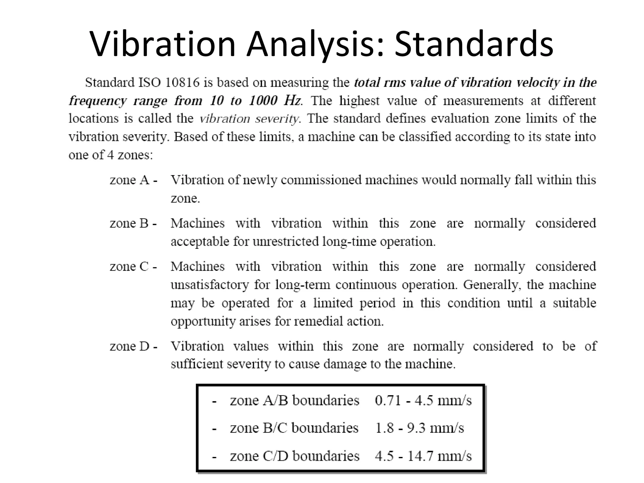 Vibration Analysis: Standards
 