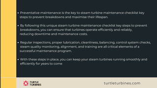 Steam Routine Maintenance Time Steam Turbine Maintenance Checklist key steps to prevent breakdowns | PDF