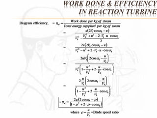 WORK DONE & EFFICIENCY 
IN REACTION TURBINE 
 