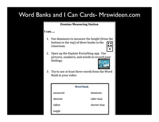 Word Banks and I Can Cards- Mrswideen.com
 