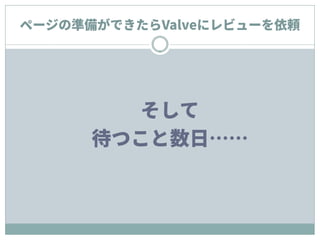 ページの準備ができたらValveにレビューを依頼
そして
待つこと数日……
 