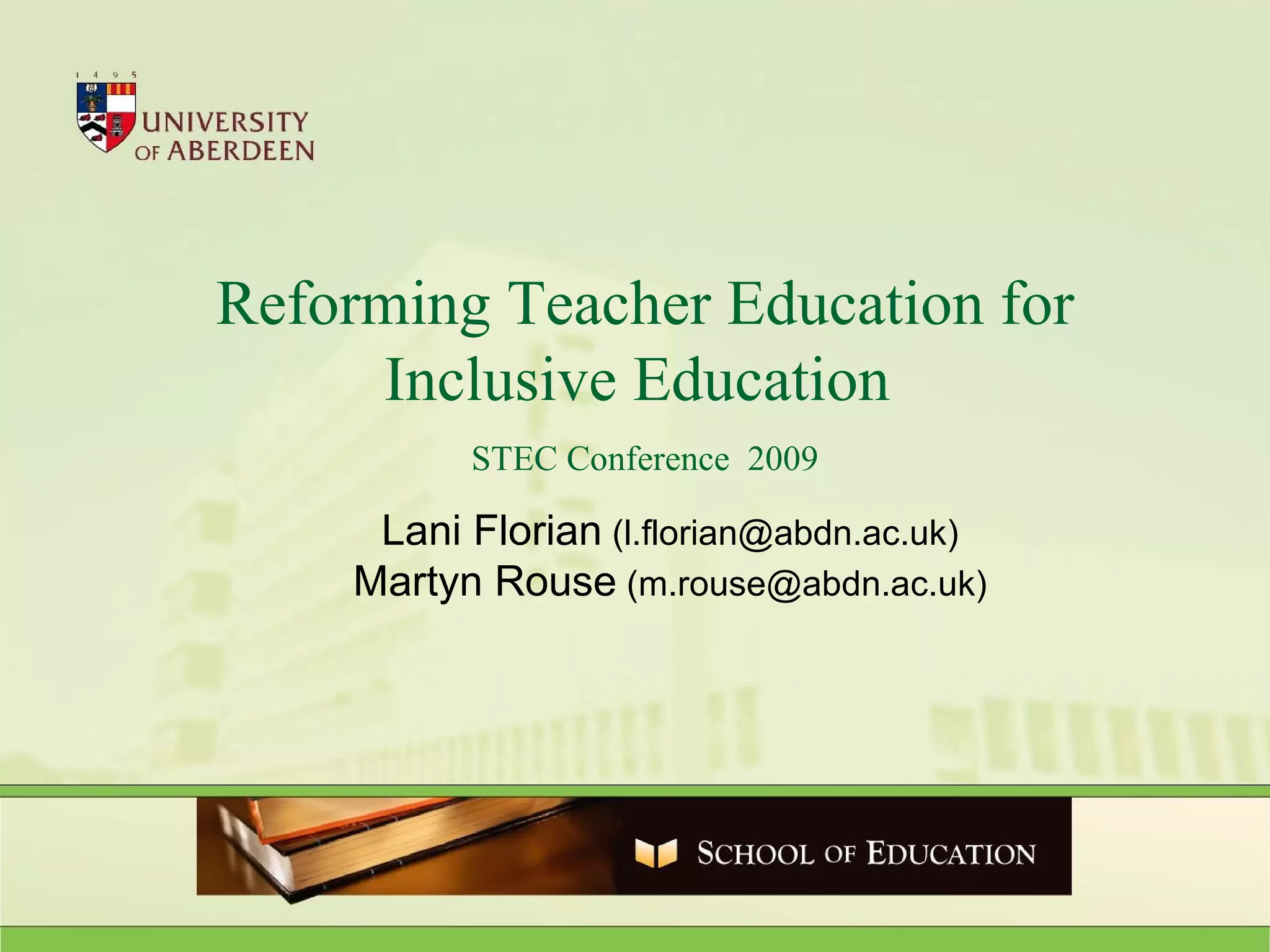 Reforming Teacher Education for Inclusive Education | PPT