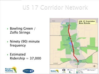 Bowling Green /
Zolfo Strings
 Ninety (90) minute
frequency
 Estimated
Ridership = 37,000
 