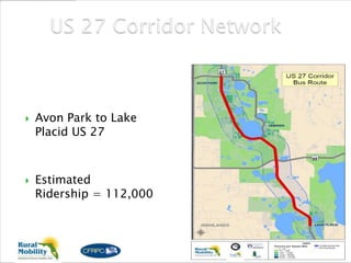  Avon Park to Lake
Placid US 27
 Estimated
Ridership = 112,000
 
