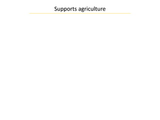 Supports agriculture
 