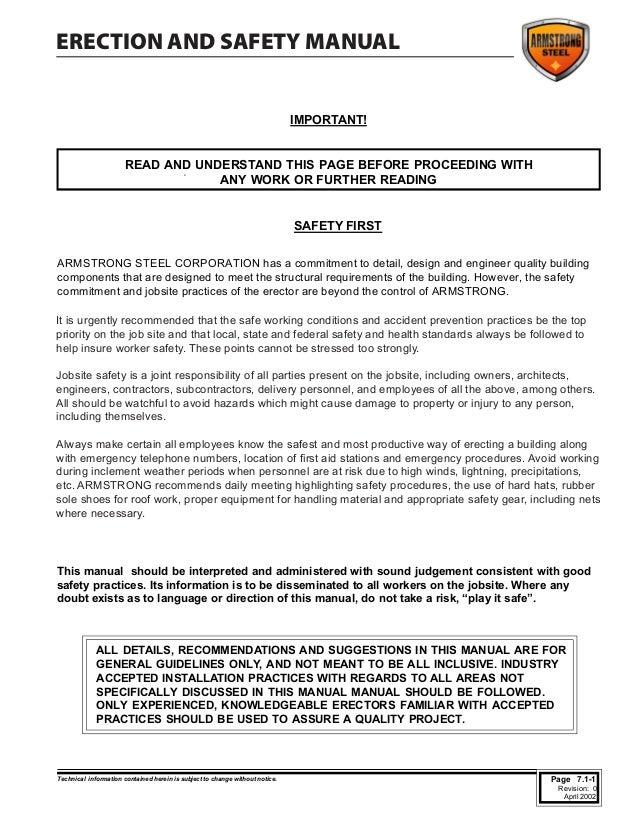 Steel buildingerectionmanual