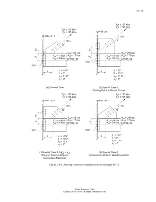 IIC-42
Design Examples V14.0
AMERICAN INSTITUTE OF STEEL CONSTRUCTION
Fig. II.C-3-1. Bracing connection configurations for Example II.C-3.
Return to Table of Contents
 