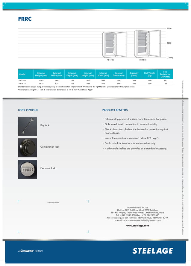 Frc Protection STEELAGE FRRC FIRE RESISTANT RECORD PROTECTION CABINET.pdf | Home ...