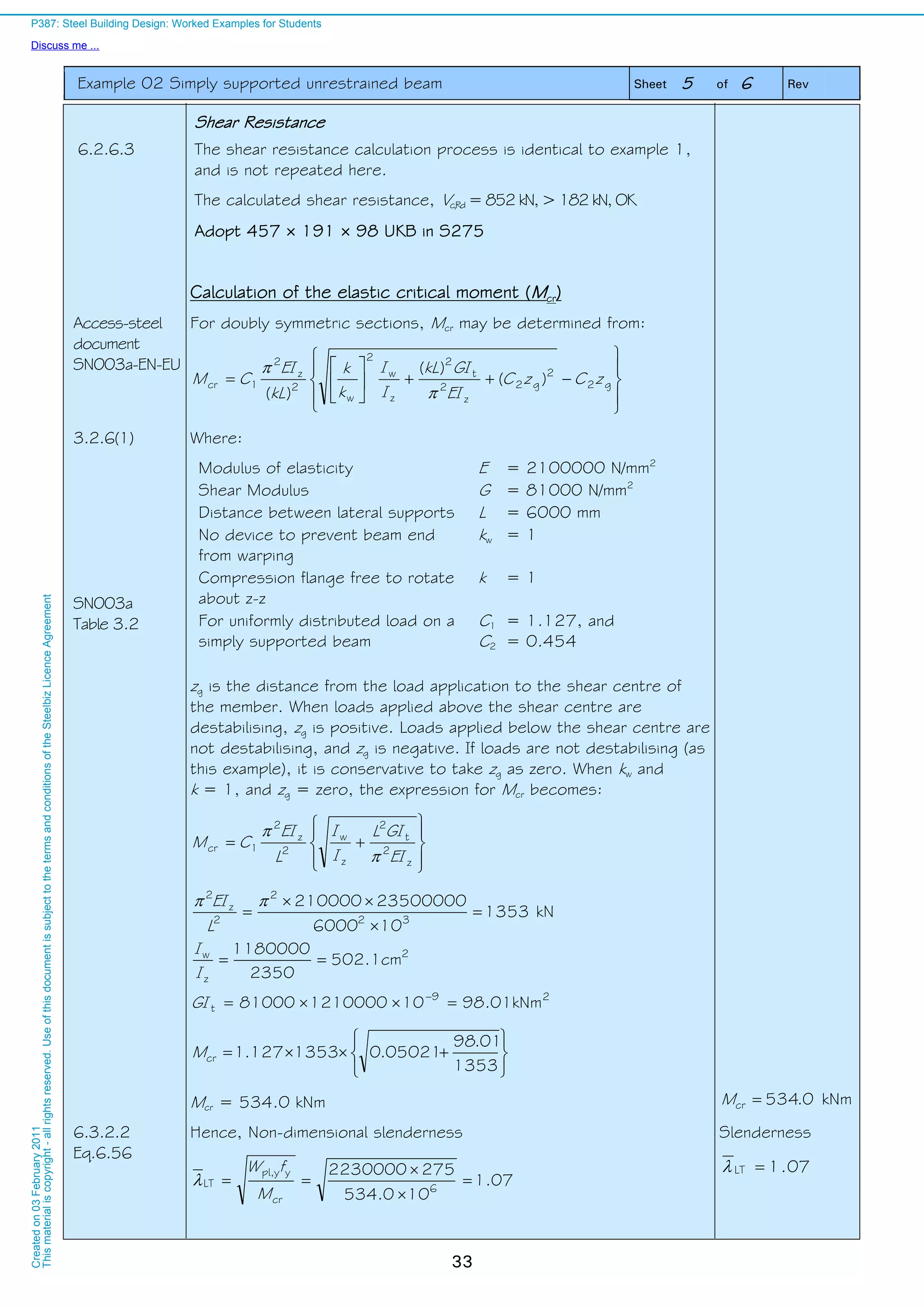 Steel building design worked example | PDF