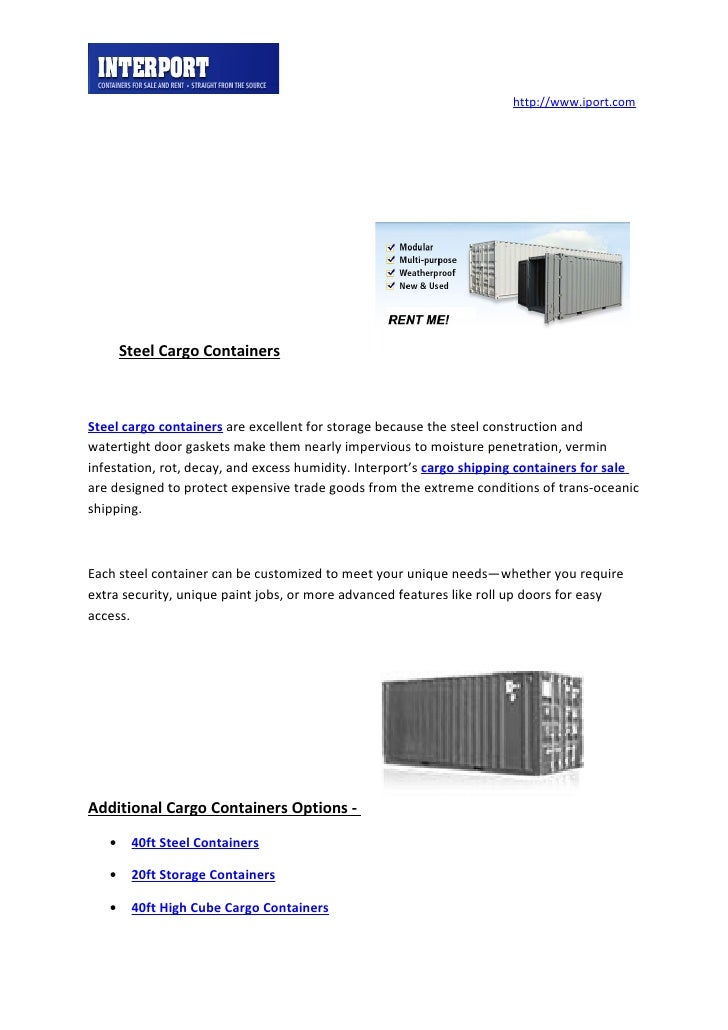 Steel Cargo Containers, 20' & 40' Cargo Container for Sale Get Quote