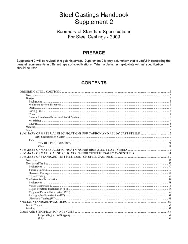Steel casting handbook