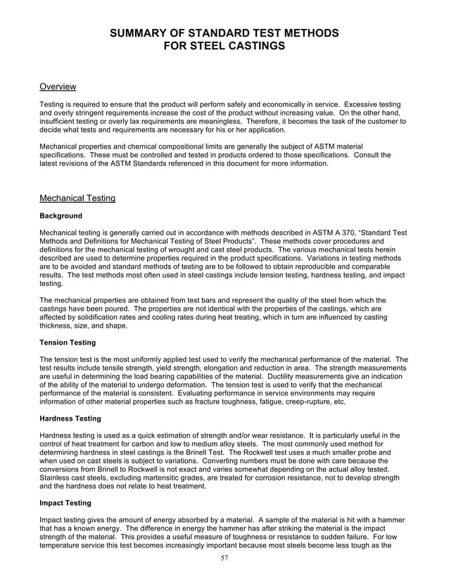 Steel casting handbook