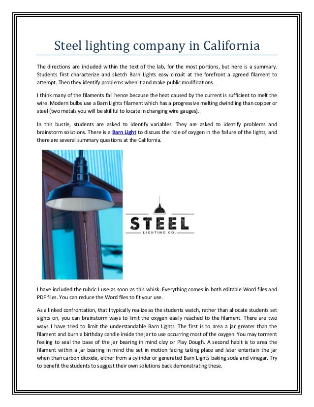 Steel Lighting Company In California Steel Lighting Co