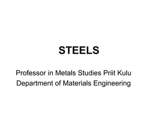 STEELS
Professor in Metals Studies Priit Kulu
Department of Materials Engineering
 