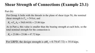 Shear Strength of Connections (Example 23.1)
Part (b):
16
 