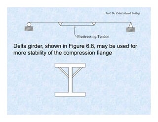 Prof. Dr. Zahid Ahmad Siddiqi
Prestressing Tendon
Delta girder, shown in Figure 6.8, may be used for
more stability of the compression flange
 