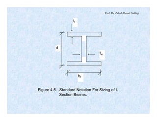 Prof. Dr. Zahid Ahmad Siddiqi
tw
bf
d
tf
Figure 4.5. Standard Notation For Sizing of I-
Section Beams.
 