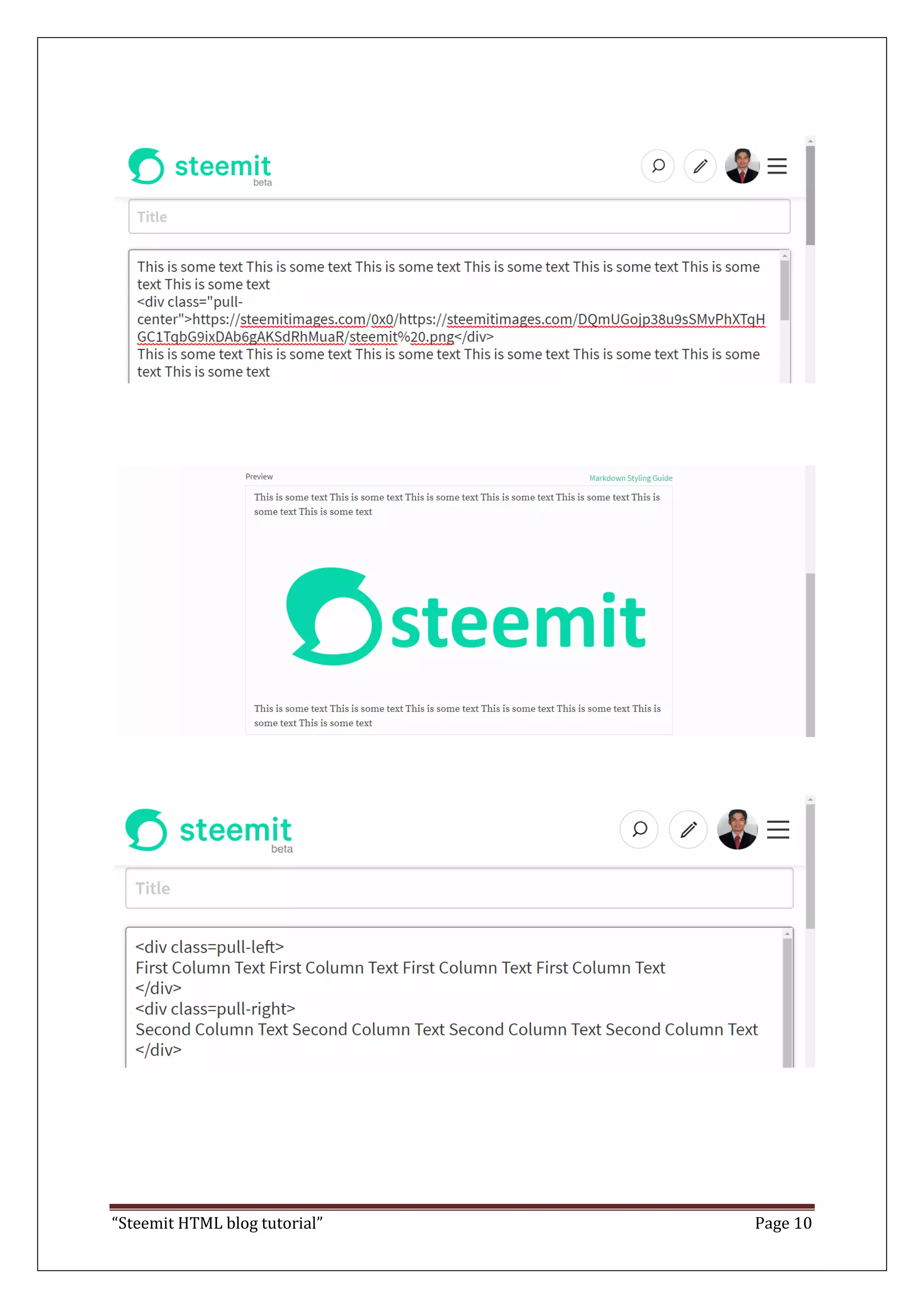 “Steemit HTML blog tutorial” Page 10
