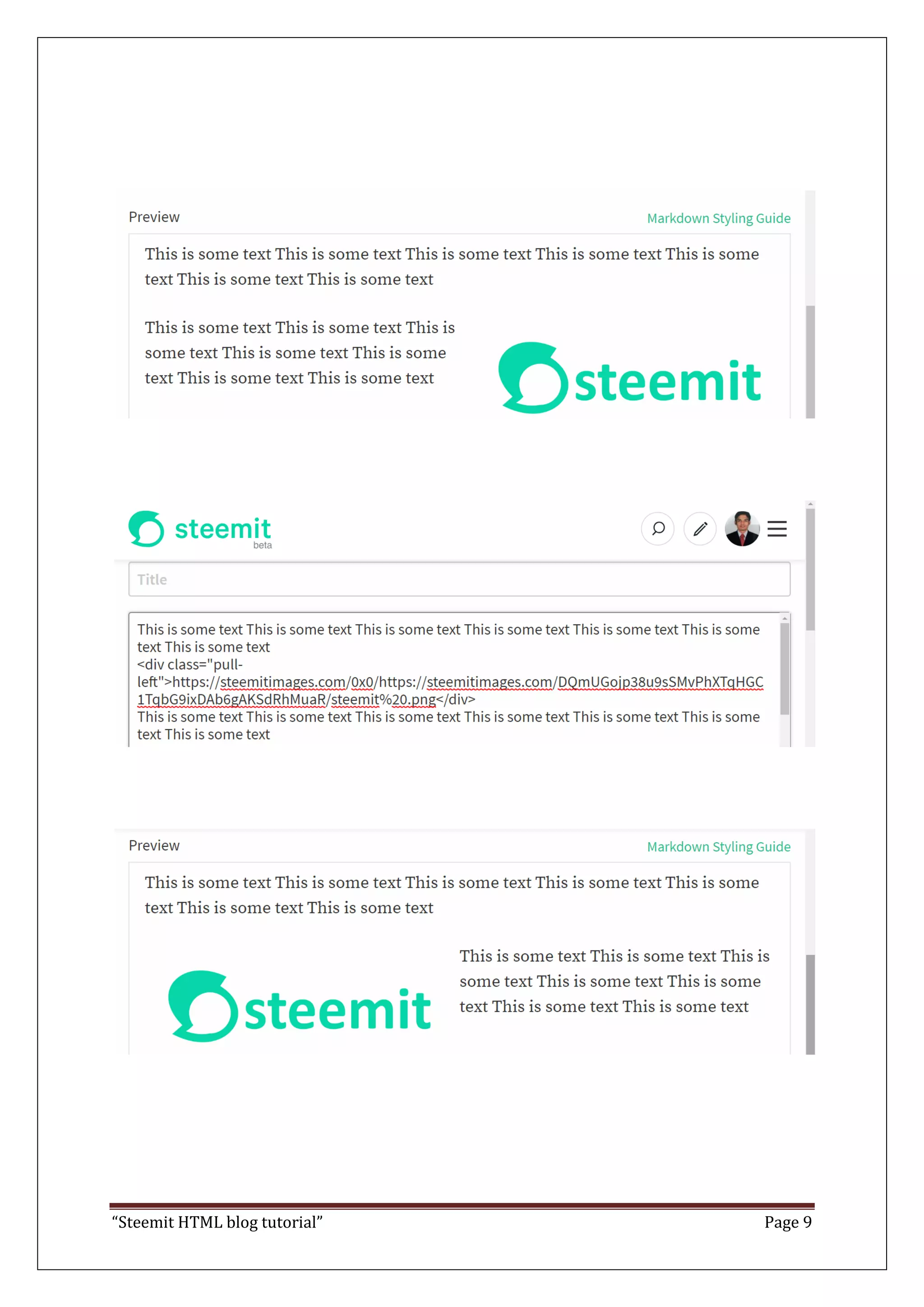 “Steemit HTML blog tutorial” Page 9