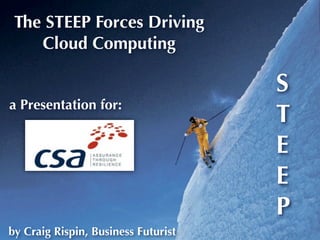 Up
The STEEP Forces Driving
Cloud Computing
a Presentation for:
by Craig Rispin, Business Futurist
S
T
E
E
P
 