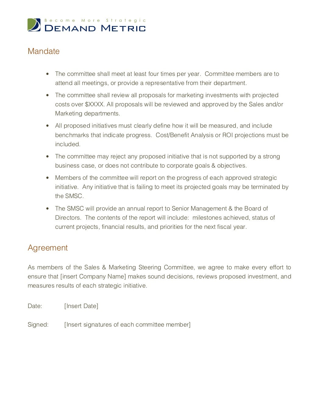 Steering Committee Charter Template Steering Committee Charter Template