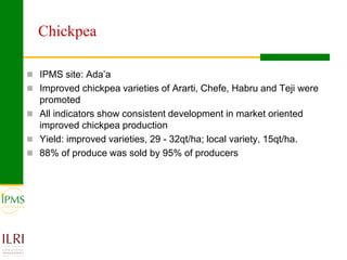 Market oriented developmental changes in the IPMS pilot learning woredas (PLWs)