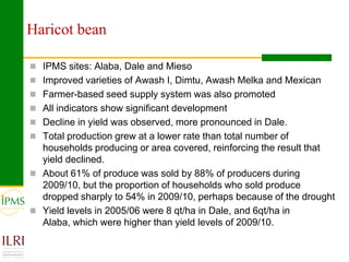 Market oriented developmental changes in the IPMS pilot learning woredas (PLWs)