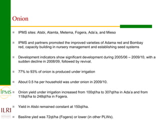 Market oriented developmental changes in the IPMS pilot learning woredas (PLWs)