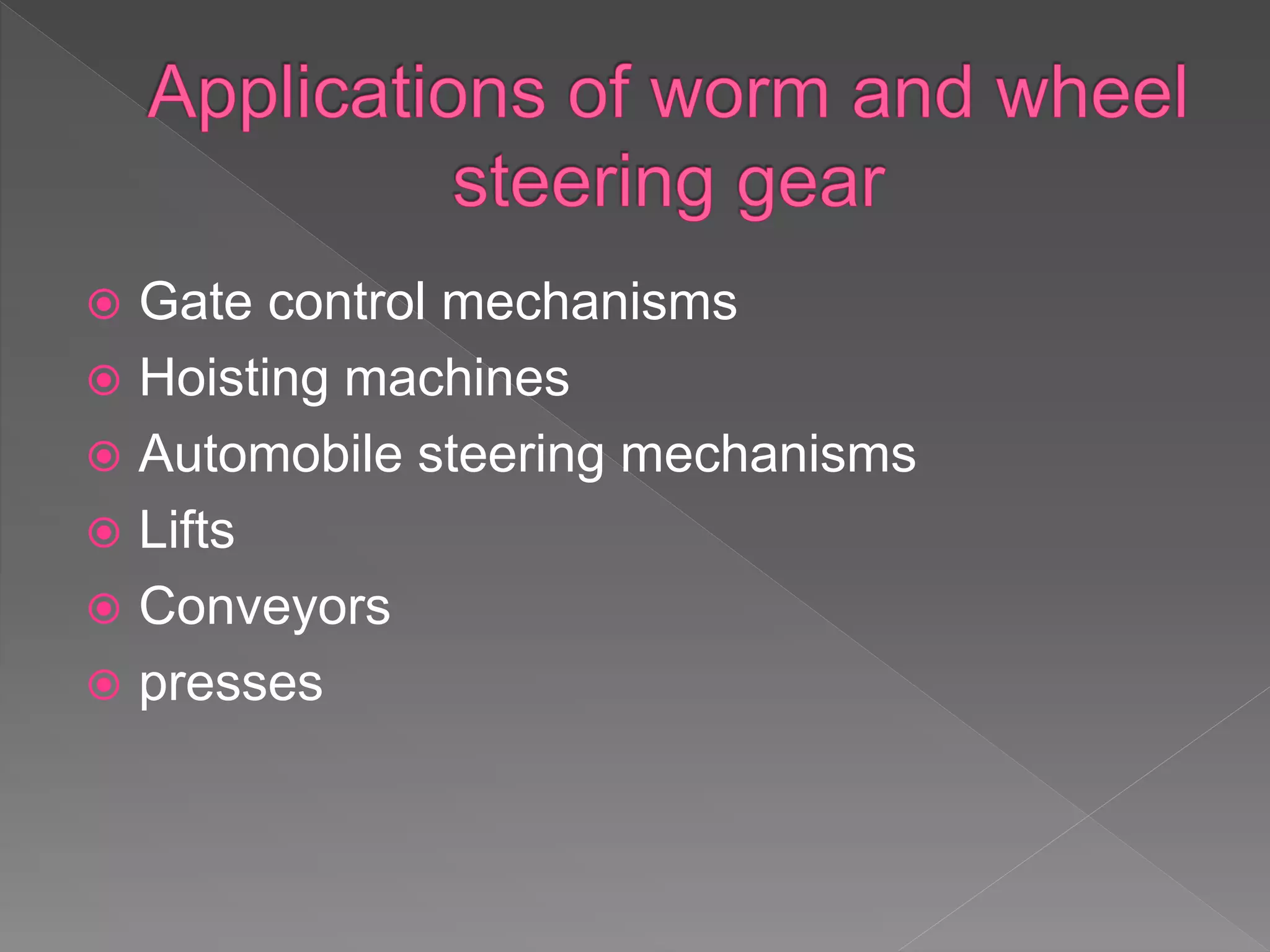 Steering gears worm and wheel steering gear PPT