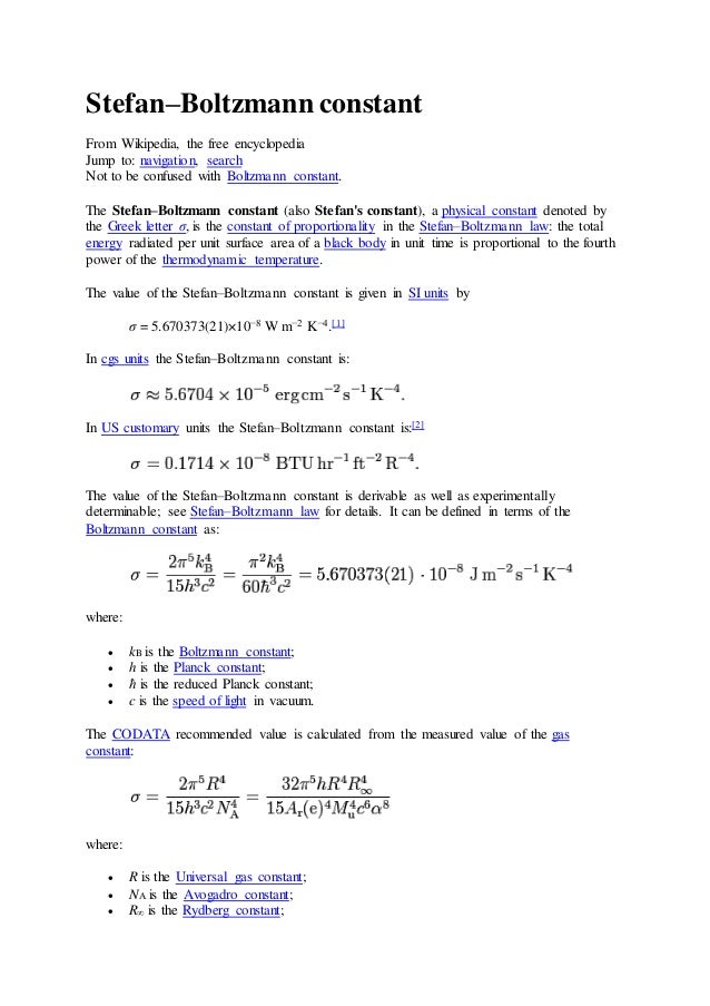 What Is The Difference Between Stefan S Constant And Stefan