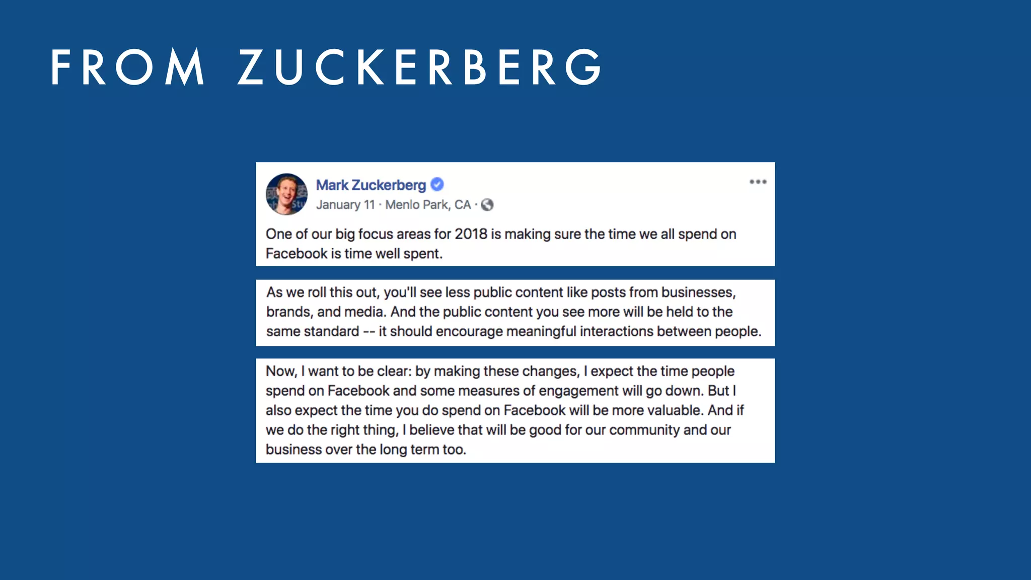 F RO M Z U C K E R B E RG