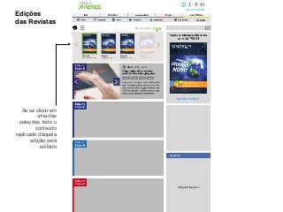 Ao se clicar em
uma das
seleções, todo o
conteúdo
replicado daquela
edição será
exibido
Edições
das Revistas
 