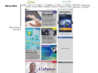 Menu-ﬁltro
Menu funciona
como ﬁltro
Categorias
Formatos
 