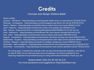 Photo credits:
January - Discipline - https://pixabay.com/en/people-ballet-dance-couple-beauty-3174228/ (CC0)
February - C...