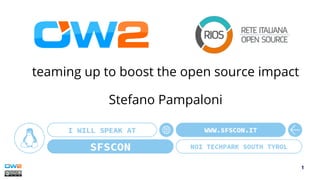1
teaming up to boost the open source impact
Stefano Pampaloni
 