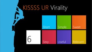 KISSSS UR Virality

        Short
   Simple
   Sweet



 6
     Sexy
    Useful
   Relevant
 