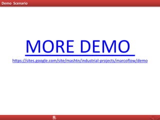 Demo Scenario
MORE DEMOhttps://sites.google.com/site/mashtn/industrial-projects/marcoflow/demo
 