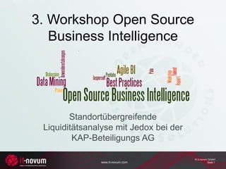 3. Workshop Open Source
   Business Intelligence




        Standortübergreifende
 Liquiditätsanalyse mit Jedox bei der
         KAP-Beteiligungs AG

                                        © it-novum GmbH
               www.it-novum.com                   Seite 1
 