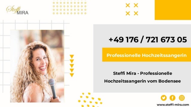 Steffi Mira - Professionelle
Hochzeitssangerin vom Bodensee
Professionelle Hochzeitssangerin
 