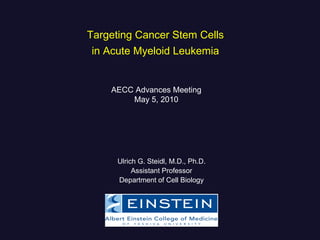 Targeting Cancer Stem Cells  in Acute Myeloid Leukemia   Ulrich G. Steidl, M.D., Ph.D. Assistant Professor Department of Cell Biology AECC Advances Meeting May 5, 2010 
