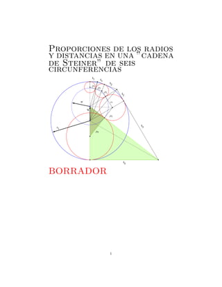 Proporciones de los radios
y distancias en una ”cadena
de Steiner” de seis
circunferencias
BORRADOR
1
 