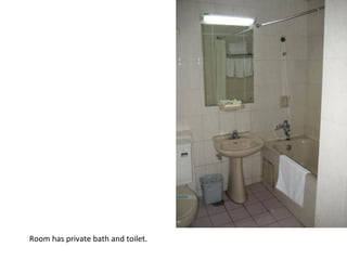 Room has private bath and toilet. 