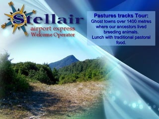 Pastures tracks Tour: Ghost towns over 1400 metres where our ancestors lived breeding animals. Lunch with traditional pastoral food. 