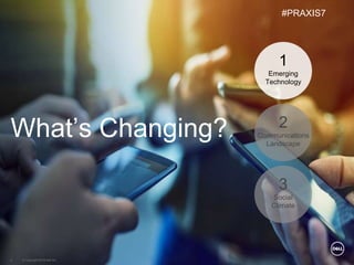 © Copyright 2018 Dell Inc.4
What’s Changing?
1
Emerging
Technology
2
Communications
Landscape
3
Social
Climate
#PRAXIS7
 