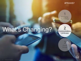 © Copyright 2018 Dell Inc.8
What’s Changing?
1
Emerging
Technology
2
Communications
Landscape
3
Social
Climate
#PRAXIS7
 