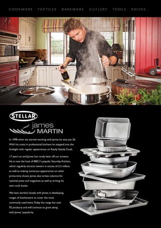 29
NESTING KNIVES & BAKEWARE
■ FIVE ESSENTIAL
BAKING PRODUCTS
Eight combinations,
one small footprint
■ UNIQUE SPACE
SAVING DESIGN
Patent pending
■ LONGER LASTING
NON-STICK
Clever nesting design protects
your non-stick cooking surface
during storage
■ Stellar Lifetime Guarantee
SEZB1
5 PCE NON-STICK
NESTING BAKEWARE SET
SEZK3
3 PCE
NESTING
KNIFE
BLOCK SET
SEZB1T
DISPLAY
TOWER
■ THREE ESSENTIAL
KITCHEN KNIVES
Housed inside a custom,
fibre filled knife block
■ Dishwasher safe
■ Stellar Lifetime Guarantee
29
BAKING
TRAY
BAKING
SHEET
12 CUP
MUFFIN
TIN
ROASTING
AND
COOLING
RACK
ROASTER
2
1
3
4
5
WITHOUT
STELLAR
EAZISTORE
WITH
STELLAR
EAZISTORE
20cm/8” Cook’s Knife
9cm/3.5” Paring Knife
13cm/5” Utility Knife
 