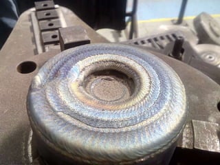 Hardfacing on alloy steel job with conventional
method:
 